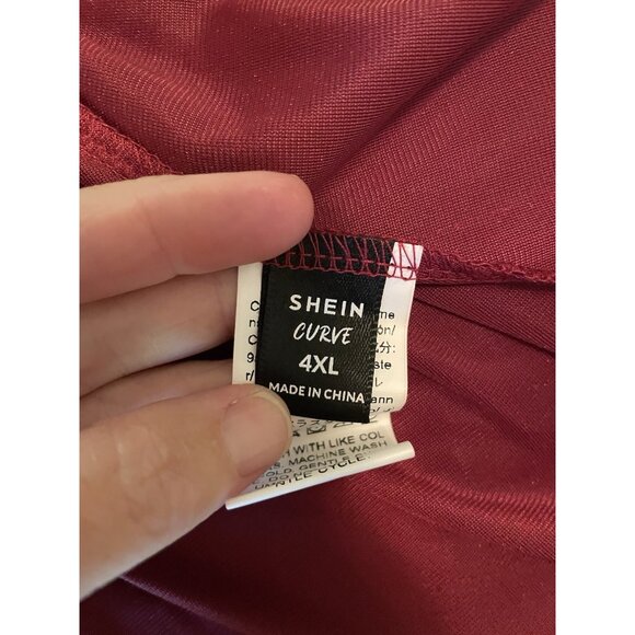 Cranberry Red Velour Dress 4X Empire Waist peasant Square neck Holiday Party - Picture 7 of 9